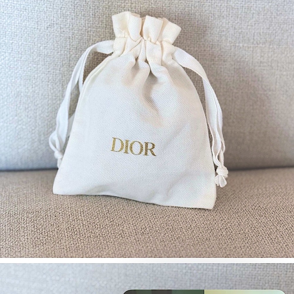 Dior White Drawstring Pouch
